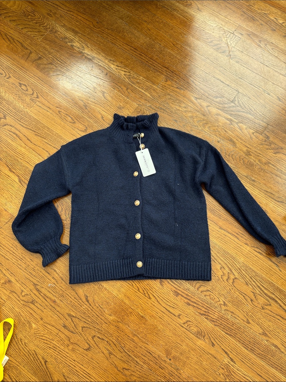 Womens Navy Button-Up Knit Cardigan Sweater